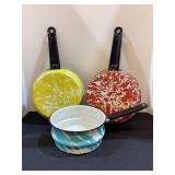 3 Colorful Enamelaware Pans
