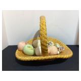 Ceramic Easter Basket & Ceramic Eggs of All Sizes