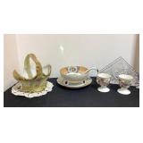 Hand Painted Nippon Basket, Doily, Noritake