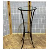 Glass top iron plant stand, 12"w x 28ï¿½t