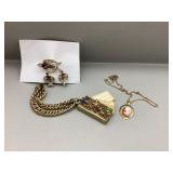 Vintage Address Book bracelet, pin & earrings,