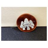 Painted Copper Mushroom Pin