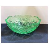 Uranium Pressed Glass 9" Bowl, glows