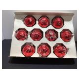 10 Vintage Red Glass Ornaments