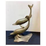 10" Tall Brass Dolphins Figurine