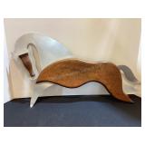 Danish MCM Metal & Wood Horse, 18x11"