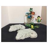 Cement alligators & frog decor