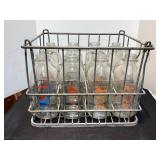 Wire Crate of Milk Bottles
