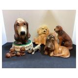 7 Dog Figurines including Hush Puppies Plastic
