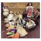 Assortment of 18 dolls & Accessories