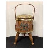 Footed Sewing Basket & Buttons, 10 1/2x16" tall