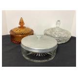 3 Vintage Covered Dishes; aluminum topped one is