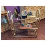 Lightweight Gold Tone Metal Shelf & Contents