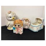 Vintage planters & chick vase