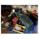 Bird feeders, garden stool, and decor