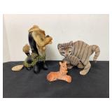 Felted Cat & Deer, Vintage Japan sawdust filled