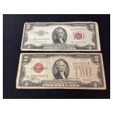 1928E & 1953B Red Seal $2 Bills