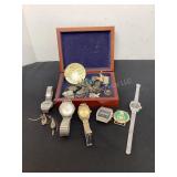 Wood Box, Watches, spoon rings & more