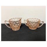 Pink Depression Glass Creamer & Sugar