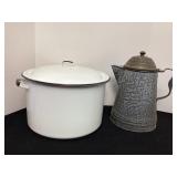 Grey Enamelware Coffee Pot & Pan