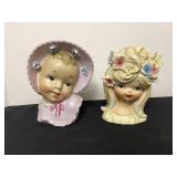 2 Vintage Head Vases