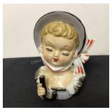 Vintage Head Vase with Umbrella Handle