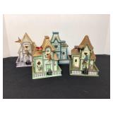 4 Porcelain Musical House, all work, need cleaning