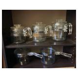 Pyrex coffee pots & sauce pans