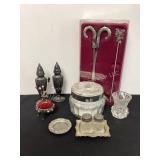 Vintage S&P, powder jar, candle snuffer set & more