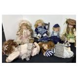 6 porcelain dolls