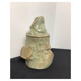 Vintage Frog on a Log Cookie Jar, 12" tall