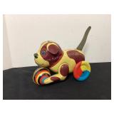 Metal Dog with Ball Wind Up Toy, push tail sown