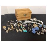Vintage Earrings, Wood Box & More