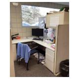 L shaped desk with upper cabinet