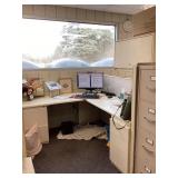 L shaped office desk with upper cabinet