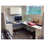 L shaped desk with upper cabinet