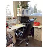 L shape with upper storage cabinet & office chair