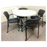 Table & 4 Rolling Chairs