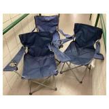 3 blue folding bag chairs, no bags