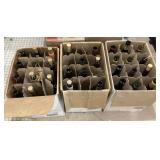 3 boxes of decorative wine bottles & battery