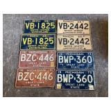 4 Matching Sets of Vintage License Plates