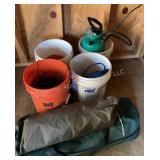 Buckets of cords, sprayer & tent
