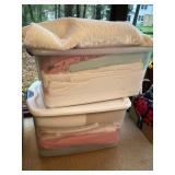 2 Totes of Bedding & Blankets