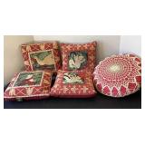 5 accent pillows, square ones are 10x10"