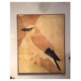MCM Cedar Waxwing fabric artwork