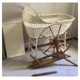 Vintage Bassinet and spinning wheel