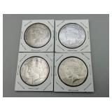 Four Peace Silver Dollars