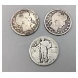 1899 & 1908 Barber Quarters &  Walking Liberty
