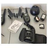 2 Motorola two-way radios, chargers & binoculars