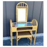 Wood vanity & seat, 31"w x 15ï¿½d x 53ï¿½t